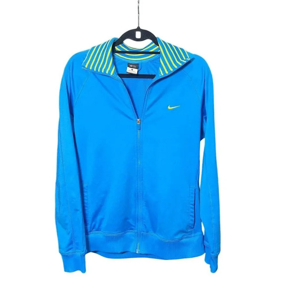 Nike Women's Dri-FIT Track Jacket Blue Size L Full Zip Post Y2K - Picture 1 of 9